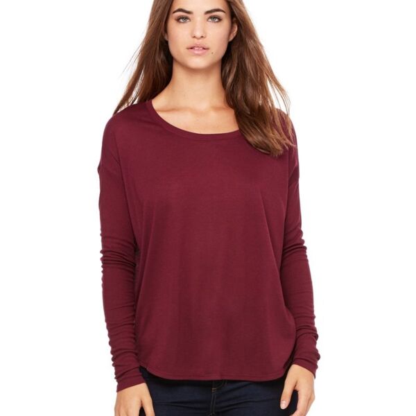Women's Flowy Long Sleeve Tee with 2x1 Sleeves Thumbnail